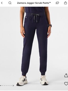 Figs Zamora Jogger Scrub Pants - Navy with Gray Drawstring